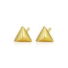 Sterling Silver Plated Gold Simple Fashion Geometric Triangle Stud Earrings Golden - One Size