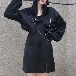 Set: Cropped Bomber Jacket + Spaghetti Strap Mini Dress