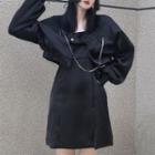 Set: Cropped Bomber Jacket + Spaghetti Strap Mini Dress