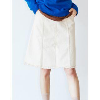 Stitched Denim A-line Skirt