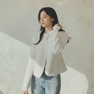 [cl ] Lapelless 3-button Blazer Ivory - One Size