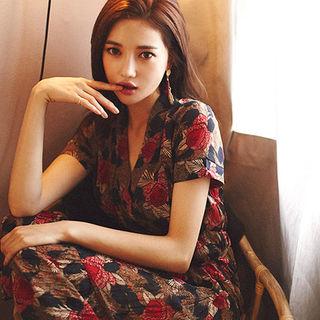 Patterned Long Dress With Cord
