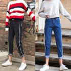 Contrast-trim Harem Slim-fit Jeans