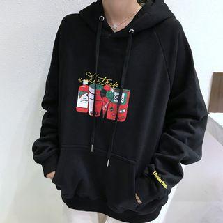 Fleece-lined Cartoon Printed Hoodie