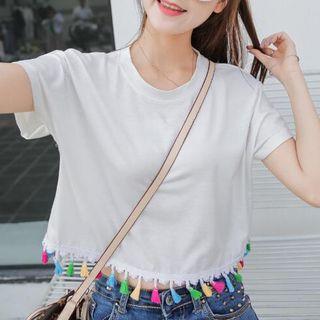 Tassel Hem Short-sleeve T-shirt