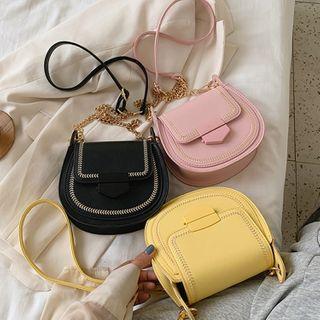 Contrast Stitching Flap Saddle Bag