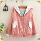 Embroidered Collar Snap Button Jacket