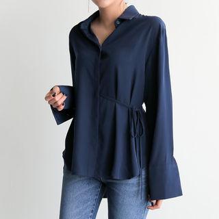 Wrap-front Hidden-button Blouse