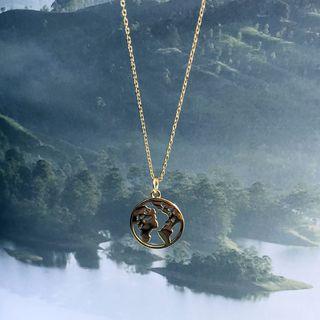 Alloy World Disc Pendant Necklace 1 Pair - 925 Sterling Silver - World - One Size