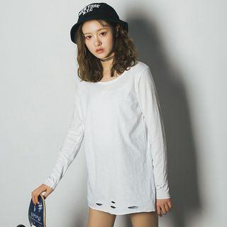 Long-sleeve Ripped T-shirt