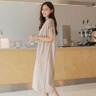Shirred-shoulder Cotton Dress
