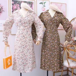Lapel Floral A-line Dress