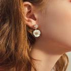 Alloy Rhinestone Flower Dangle Earring 1 Pair - White - One Size