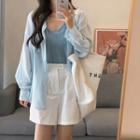 Plain Shirt Jacket / Shorts / Tank Top / Set