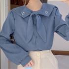 Tie-neck Sweetheart Plain Blouse