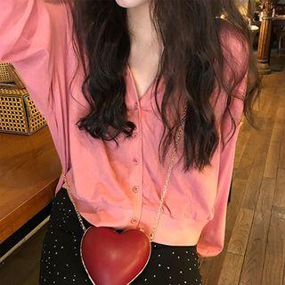 Long-sleeve V Neck Loose Knit Cardigan