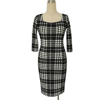 Printed 3/4-sleeve Midi Sheath Dress