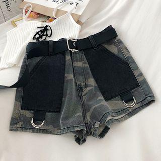 Color-block Camo Hot Pants