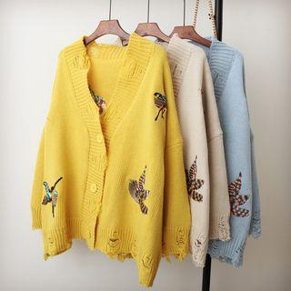 Distressed Embroidery Cardigan
