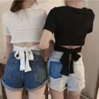 Tie-back Cutout Cropped T-shirt