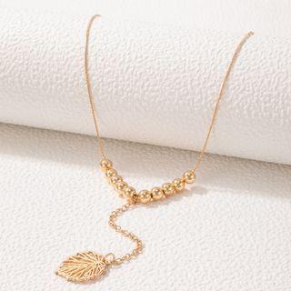 Leaf Pendant Alloy Choker 21113 - Gold - One Size