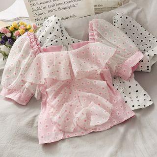 Patchwork Daisy-print Ruffled Blouse