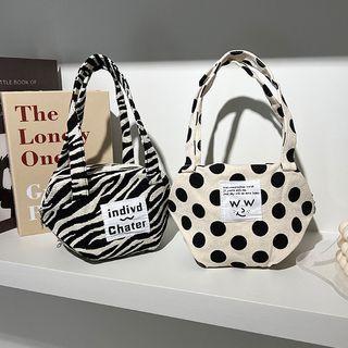 Tag-patched Pattern Mini Tote Bag