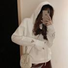 Cut-out Heart Hoodie White - One Size