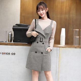 Sleeveless Plaid Double Breasted Dress