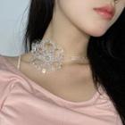 Flower Necklace Flower Crystal Necklace - Transparent - One Size