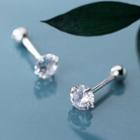 925 Sterling Silver Rhinestone Stud Earring 1 Pair - S925 Silver - As Shown In Figure - One Size