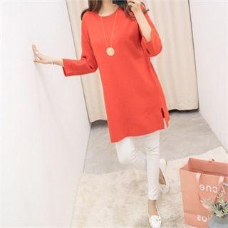 Slit-hem Wool Blend Knit Shift Dress