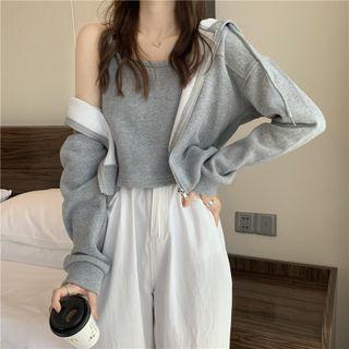 Hooded Loose-fit Jacket / Plain Camisole