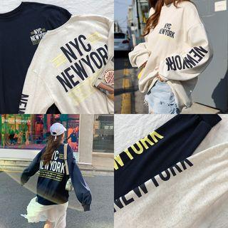 Letter-printed Extra Long-sleeve Sweatshirt