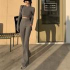 Long-sleeve Cardigan / Long-sleeve Knit Top / Boot Cut Pants