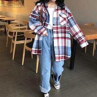 Oversized Plaid Shirt Jacket