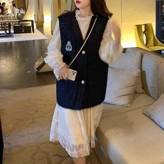 Embroidered Glitter Vest