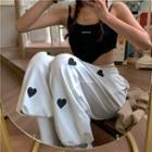 Heart Print Loose-fit Sweatpants White - One Size