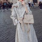 Plaid Double-breasted Fringed Trench Coat