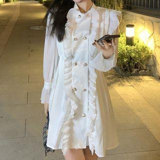 Long-sleeve Frill Trim Blouse / A-line Dress