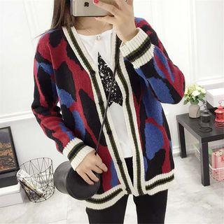 Color-block Loose-fit Cardigan
