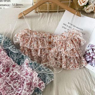Floral Print Ruffled Layered Camisole Top