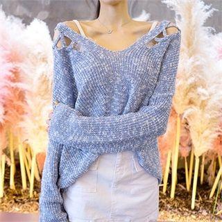 V-neck Strappy M Lange Knit Top