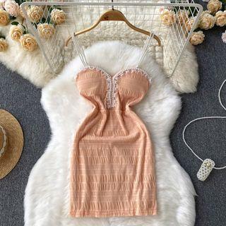 Suspender Bandeau Ruched Dress