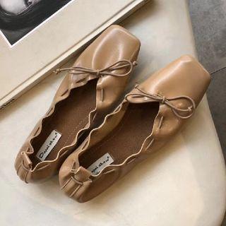 Square-toe Bow Accent Flats