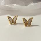 Butterfly Shell Alloy Earring 1 Pair - Gold - One Size