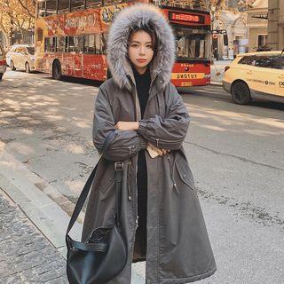 Faux Fur Zip Cargo Coat
