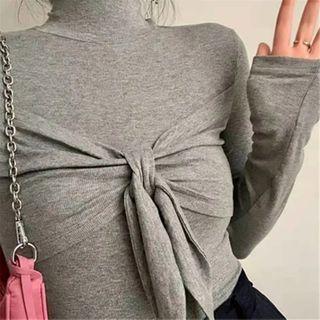 Turtleneck Tie-strap T-shirt
