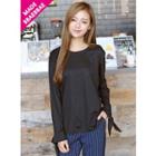 Round-neck Beribboned-sleeve T-shirt