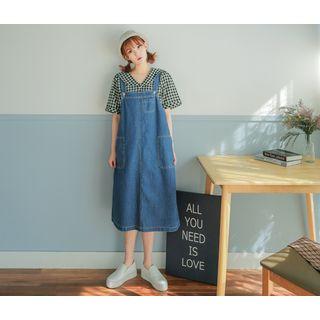 Pocket-detail Suspender Denim Dress